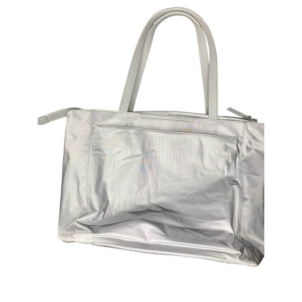 TUMI Nylon Tote Bag Laptop Travel Bag Gray Double Handles Zip Pockets Women's L - Picture 3 of 13